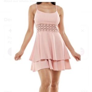 B DARLING Blush Pink Layered Mini Dress 9-10, W/Adjustable Straps & Back Zipper